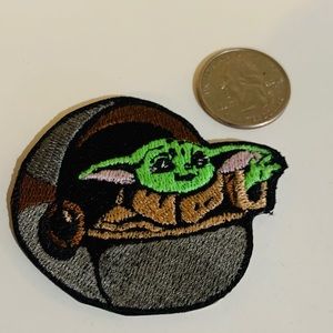 Fully embroidered baby yoda patch iron on backing